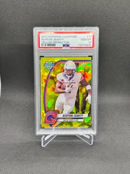 Ashton Jeanty 2024 Bowman U Sapphire Yellow 71/75 PSA 10 Oakland Raiders