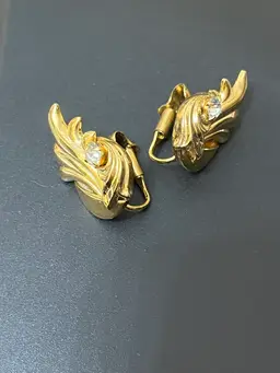 66) Vintage Goldtone Leaf Clear Rhinestone GRA-LOK Pat