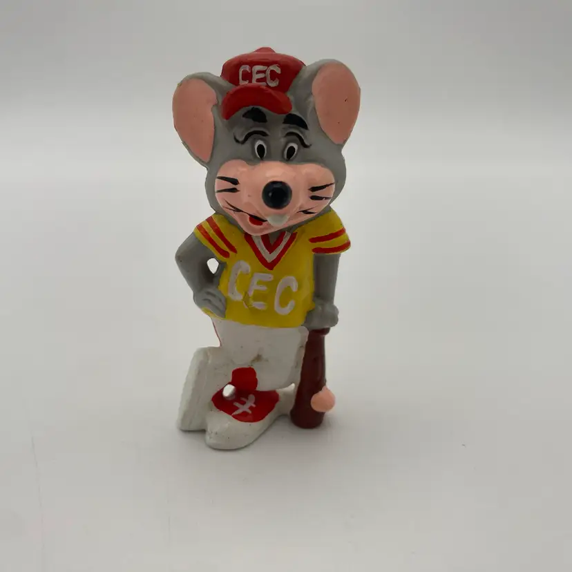 Chuck E. Cheese Baseball Player 2.5" PVC Figure - VTG 1986 ShowBiz Pizza Time