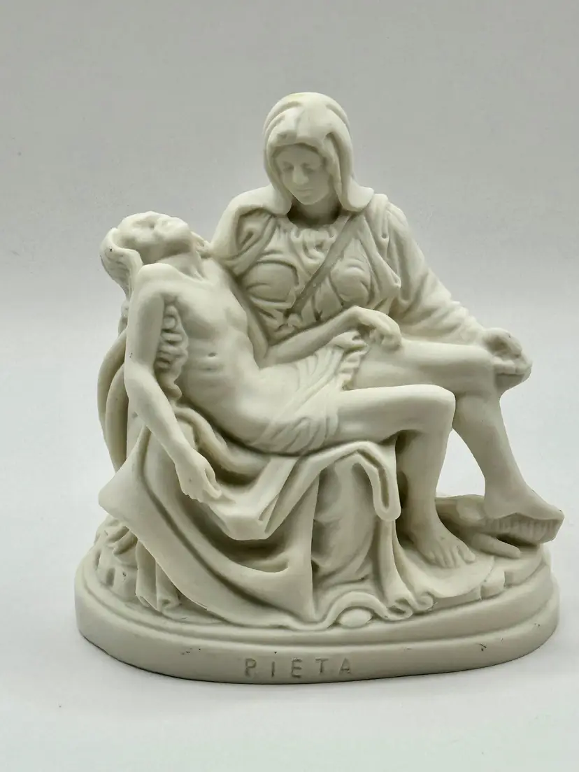 Vintage Italian 'Pieta' Sculpture, Michelangelo's Masterpiece Replica, Religious Art Decor, Signed Tori P. A. T., Made In Italy