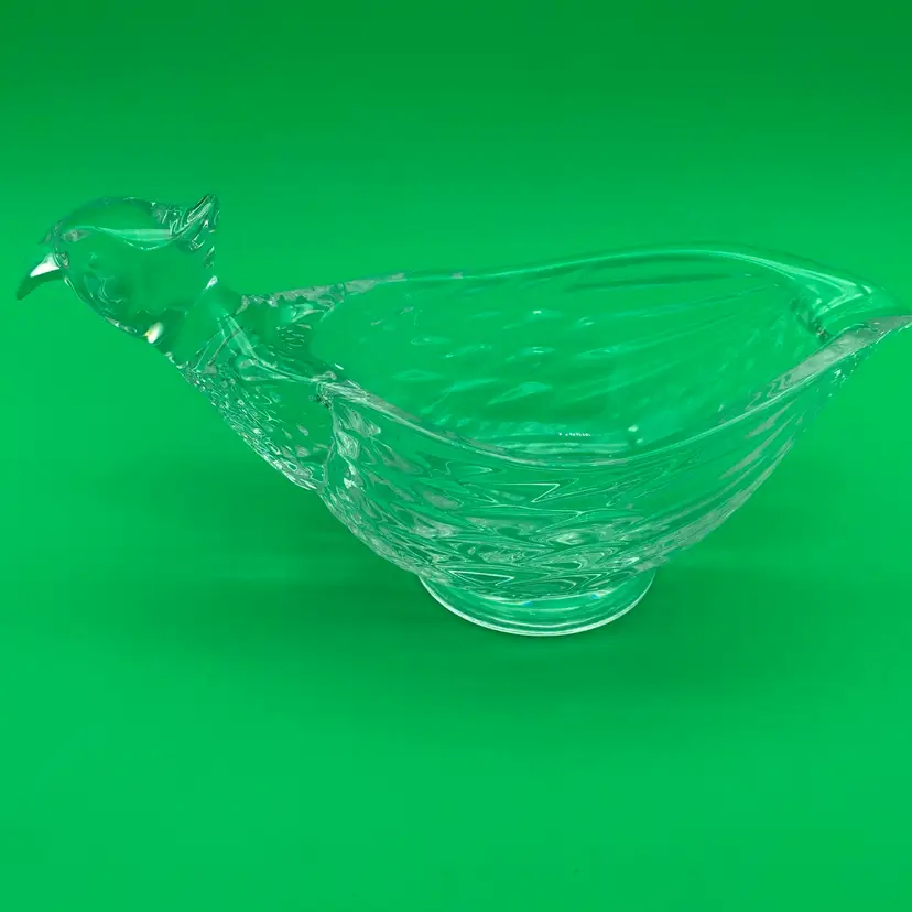 Godinger Clear Crystal Glass Pheasant Shaped Gravy Boat