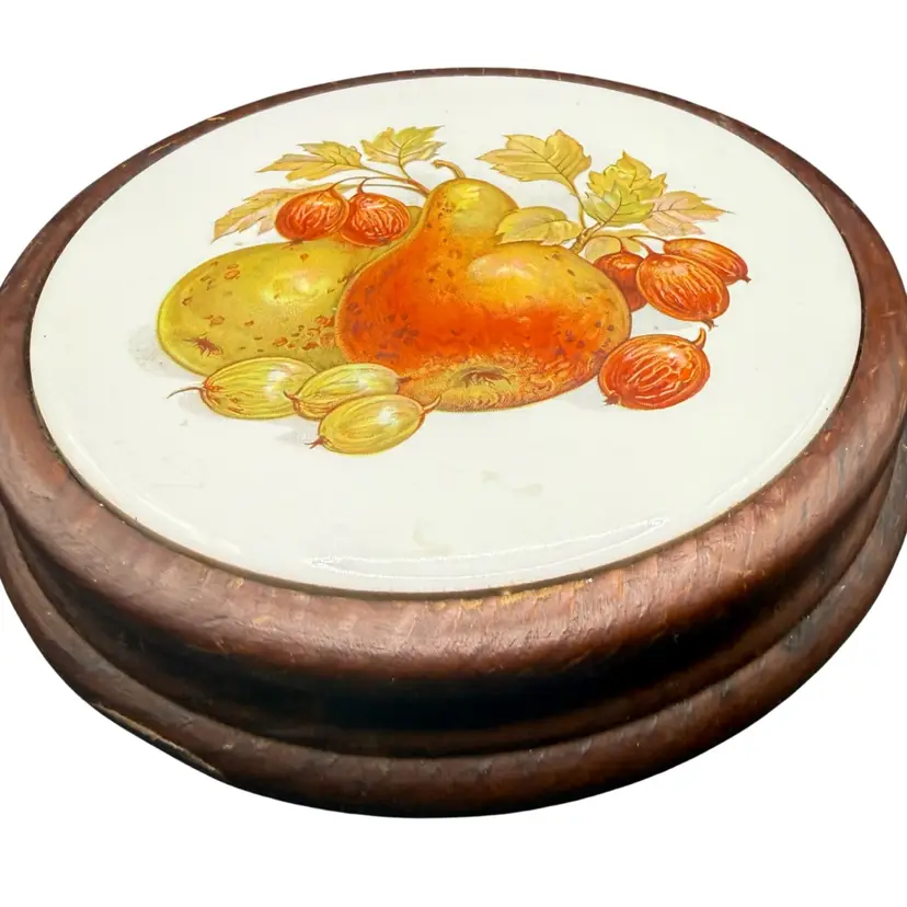 Wood And Ceramic Plaque Or Trivet