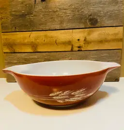 Vintage Burnt Orange Autumn Harvest 'Wheat' Pattern Pyrex Cinderella Glass Mixing Bowl Mid Century Modern Retro CottageCore Farmhouse