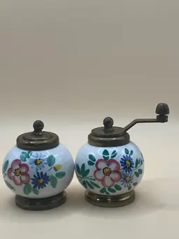 Italian Porcelain Salt Shaker And Pepper Grinder