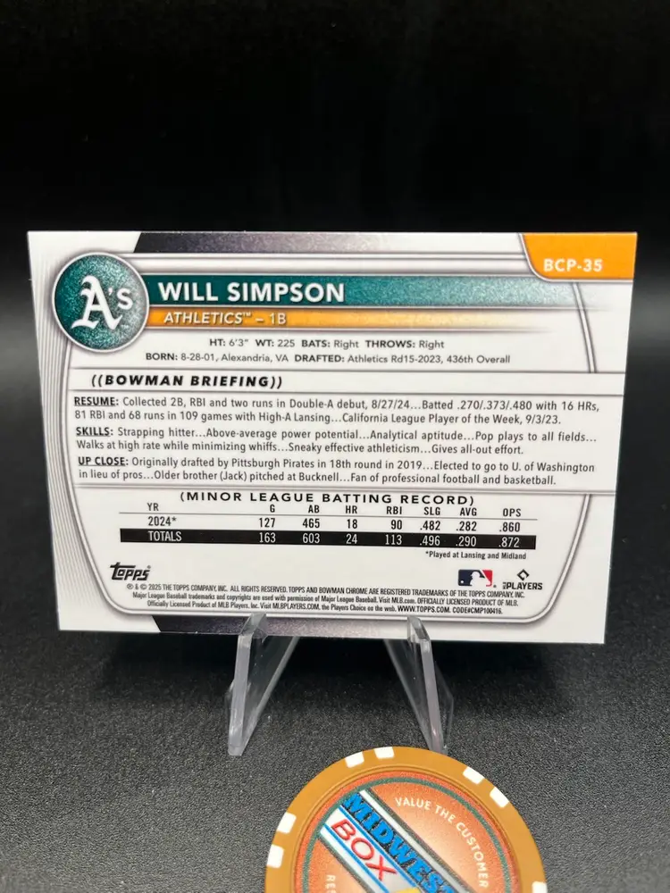 Will Simpson Reptilian Chrome 2025 Bowman Oakland Athletics