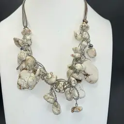 Laura Ashley Howlite Necklace,  Silvertone 18” + 3” Extension