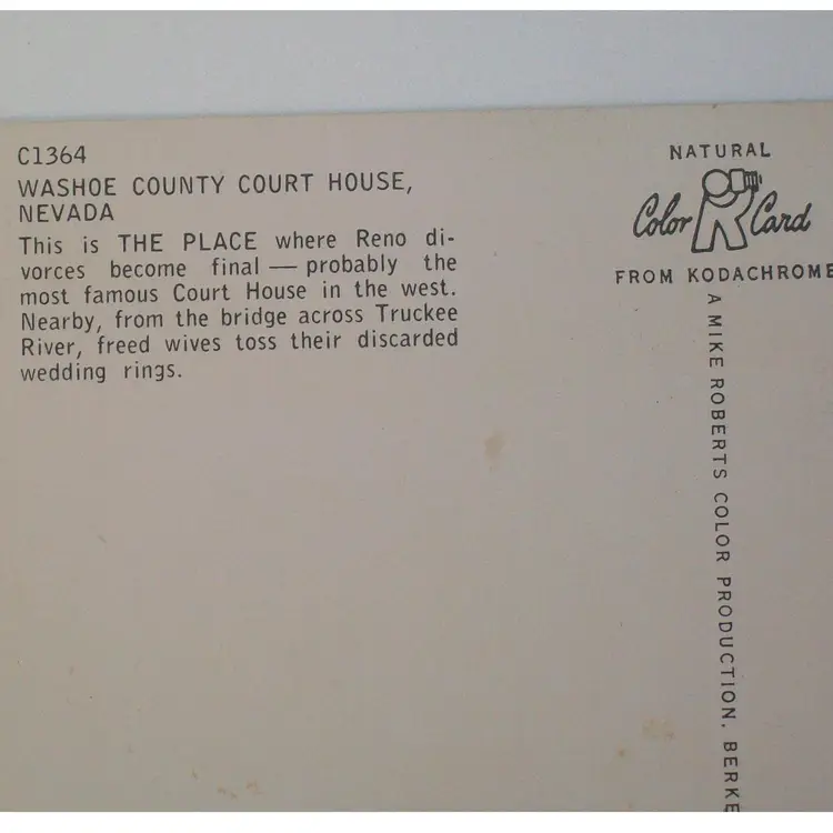 Famous Washoe County Court House Nevada Kodachrome Natural Color Unposted RPPC Postcard