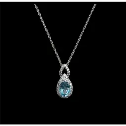 Blue topaz and white sapphire sterling silver necklace