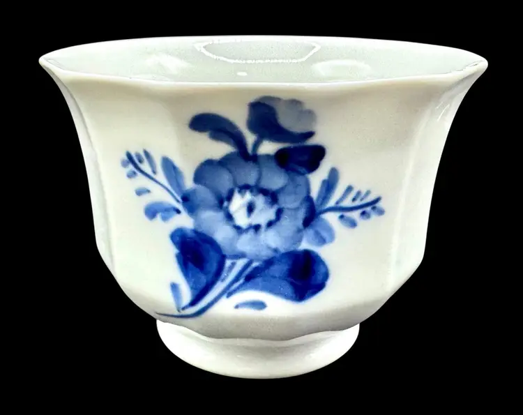 Vintage Royal Copenhagen Denmark Porcelain White Blue Flower Open Sugar Bowl