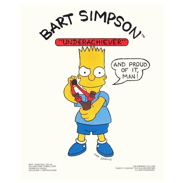 8 x 10 In, Original  Vintage 1990, "BART AND PROUD OF IT, MAN!" Simpsons Poster, Rare & Very Collectible, (8 x 10 In)