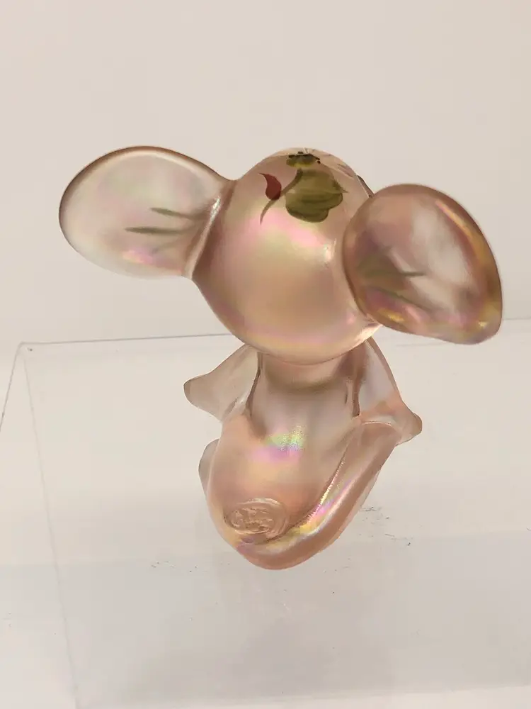 Fenton Pink Iridescent Mouse Hand Painted by Marilyn Wagner