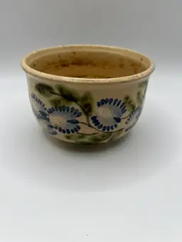 Small Vintage Studio Pottery Bowl Floral Signed 1975