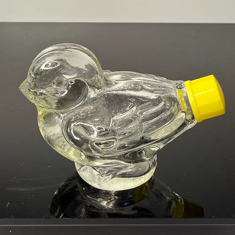 Vintage Canary Bird Glass Perfume Bottle 2.25”