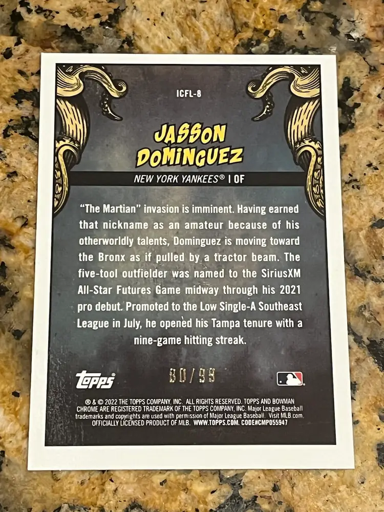 2022 Bowman Chrome - It Came to the League Green Refractor /99 Jasson Dominguez - New York Yankees