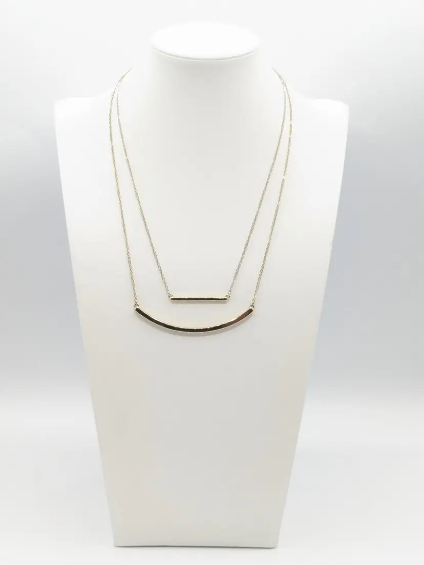 Loft Gold Tone Double Chain and Bar Necklace