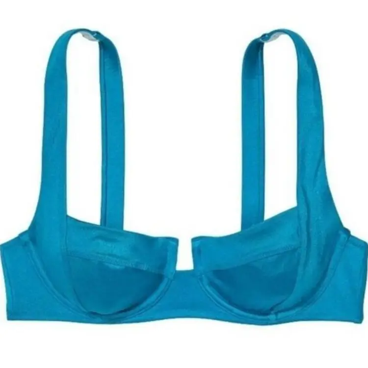 34C -Victoria's Secret bikini top lace up tie in back Shoreline Blue 💙👙NWT