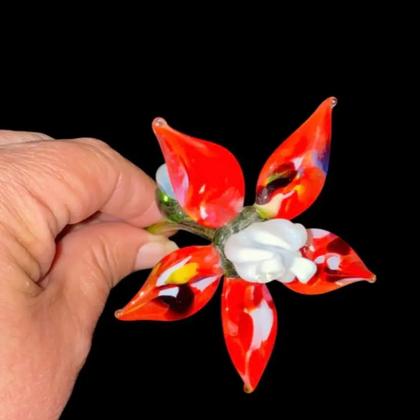 #21- Just In From Ukraine Large Hand Blown Glass Flower As Shown