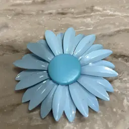 Vintage Blue Metal Daisy Pin Brooch