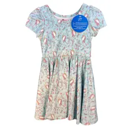 Charlie’s Project Twirl Dress Unicorns Hearts Blue Pockets Size 2T New