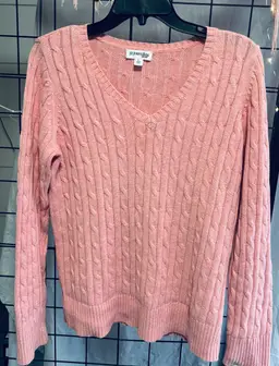 Ladies Lg. Pink Cable Knit Sweater