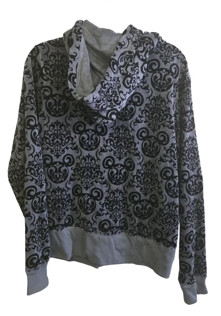 Rare Disney Parks Mickey Mouse Grey/Black Zip Up Hooded Jacket Women's Large