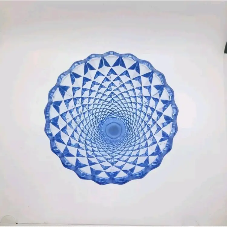 Indiana Glass Ice Blue Diamond Point Footed Vase Mid Century Modern 8" Tall