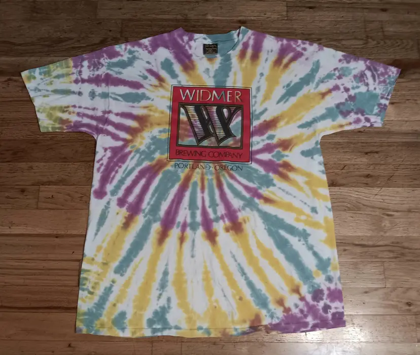 vintage Widmer Brewing Company t Shirt tie dye beer party hippie peace skate