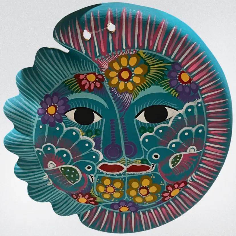 Mexican Celestial Pottery- Eclipse- Moon & Sun, Mexico - Signed- 5.5”