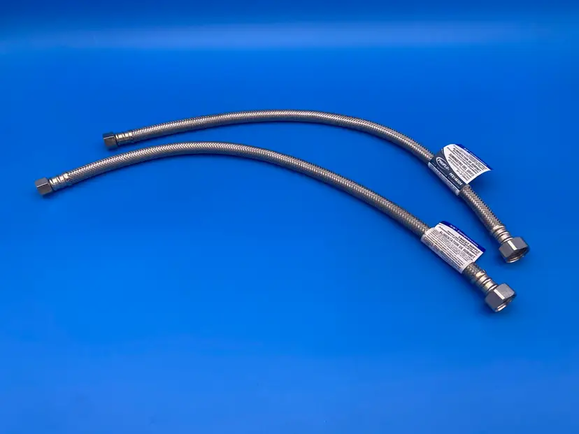 ProFlo Pair of 3/8" Compression Stainless Steel Reinforced Faucet Supplies - New