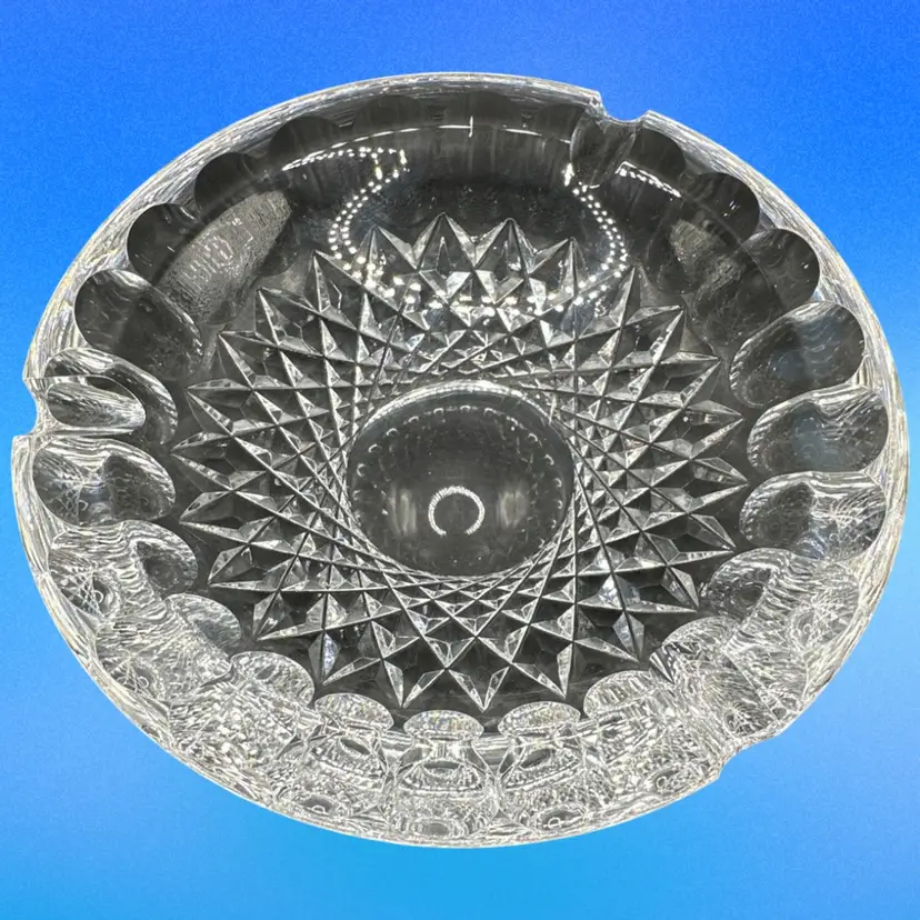 Waterford Crystal Colleen Pattern Ashtray, 7" D x 2" H, Disc Pattern Signed.