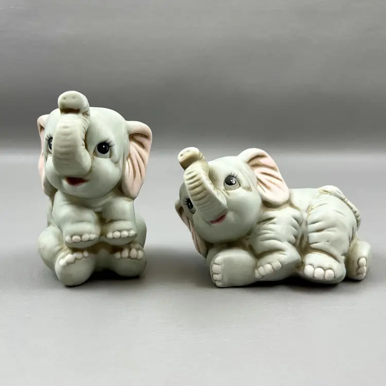 Vintage HOMCO 3.5" Baby Elephant Ceramic #1400 Figurines Philippines Collectible