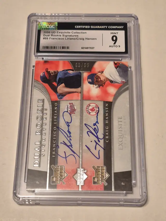Francisco Liriano/Craig Hansen (RC) 2006 Upper Deck Exquisite Collection Dual Rookie Autos #89 CGC 9 Twins/Red Sox