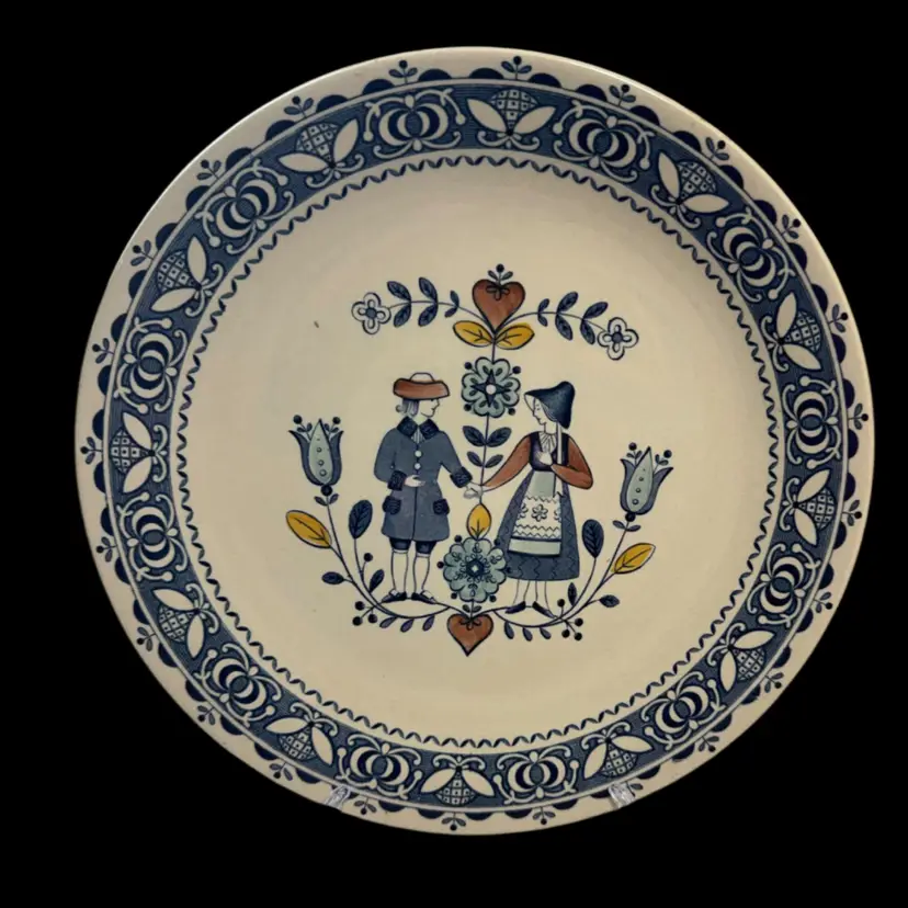 Vintage Johnson Brothers "Hearts & Flowers" pattern decorative ceramic plate. Chip In Back Rim As Pictured