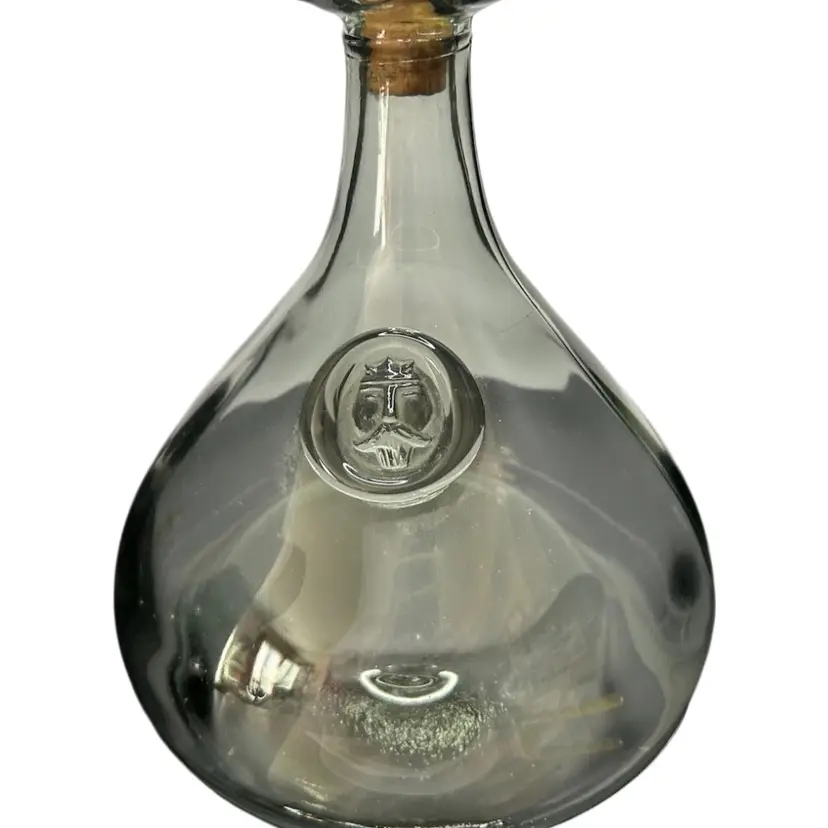 #01 Holmegaard Viking Smoky Grey Glass Decanter With Cork Stopper 10x7 1/2