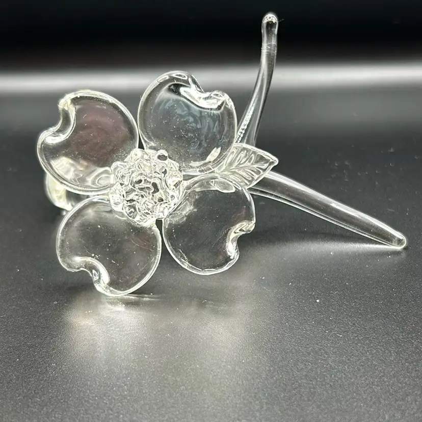20 Godo Frabel Flamework Glass Dogwood On A Branch Clear