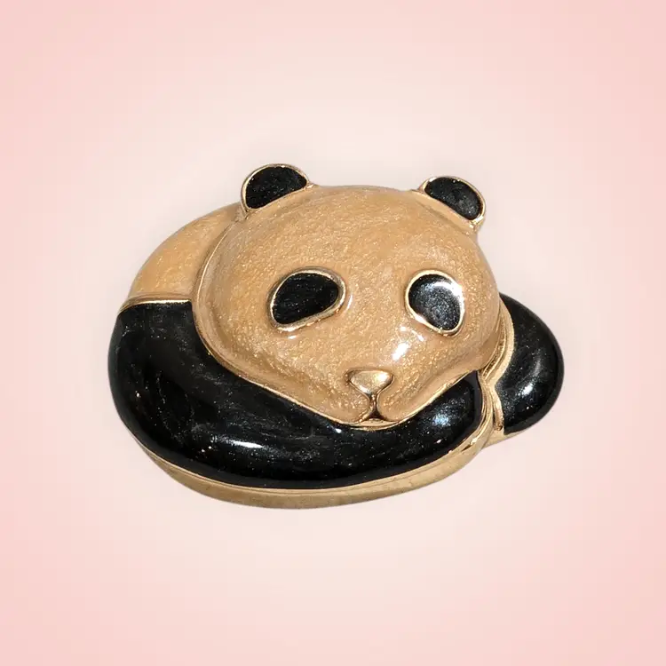 1993 VTG Estee Lauder BEAUTIFUL "KNOWING PANDA" Solid Perfume Enamel Compact