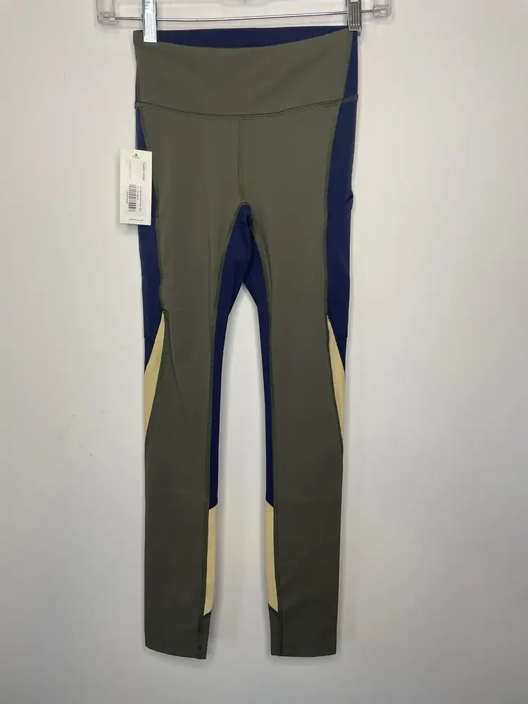Outdoor Voices Women's Size XXS Zoom 7/8 Leggings Green Blue Cream Pants NWT