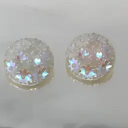 Vintage Germany Iridescent Glass Floral Clip-On Earrings