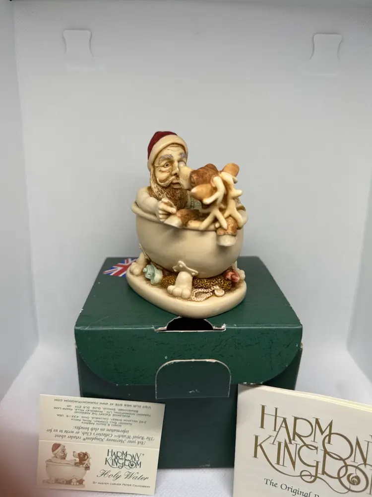 Harmony Kingdom “Holy Water” Santa & Reindeer Figurine