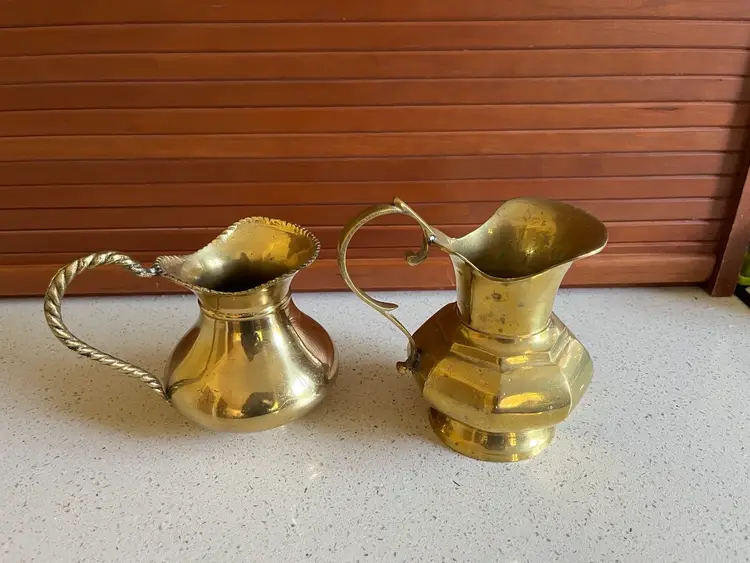 Set Of 2 Solid Brass Pitchers