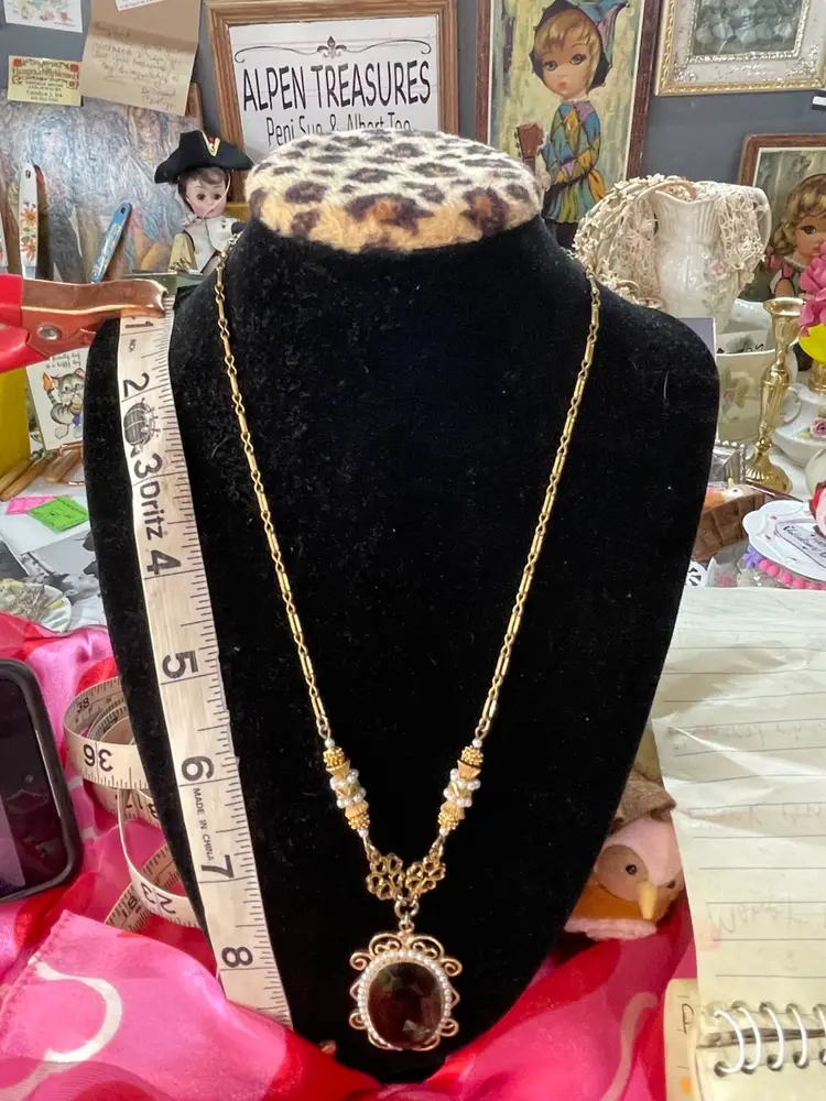 Vintage Aurora Borealis And Faux Pearl Necklace