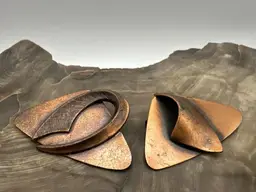 2 Artisan Modernist Solid Copper Brooches