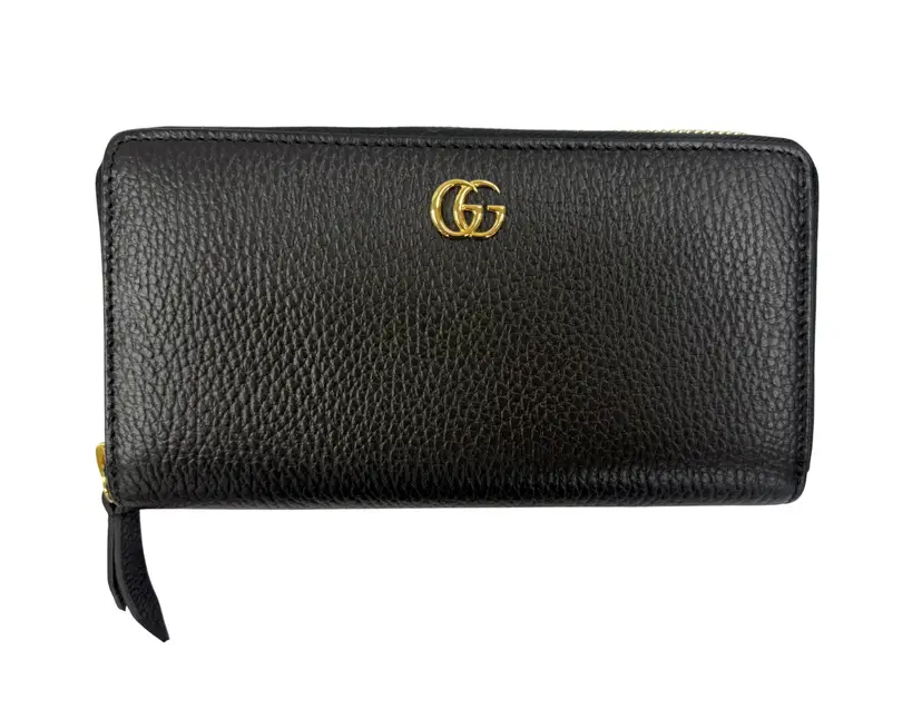 Gucci Black Leather Full Zip Wallet