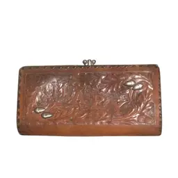 Vintage Genuine Leather Tooled Mary Wallet