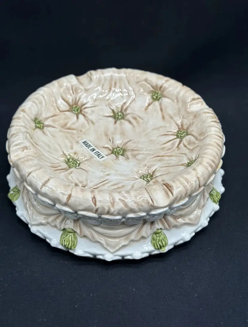 SALE Vintage Italian Ceramic Stool Catch All Trinket Dish Italy Ashtray Ottoman