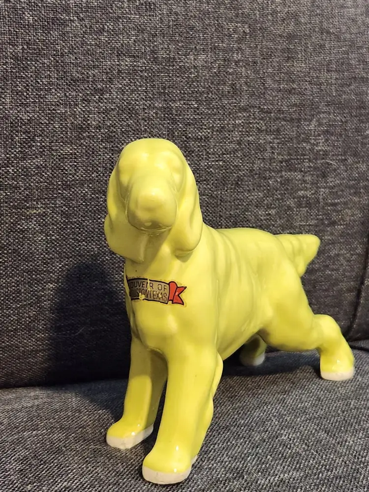 Vintage Yellow Ceramic Dog Figurine