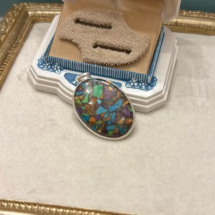 Sterling Turquoise Chip Pendant