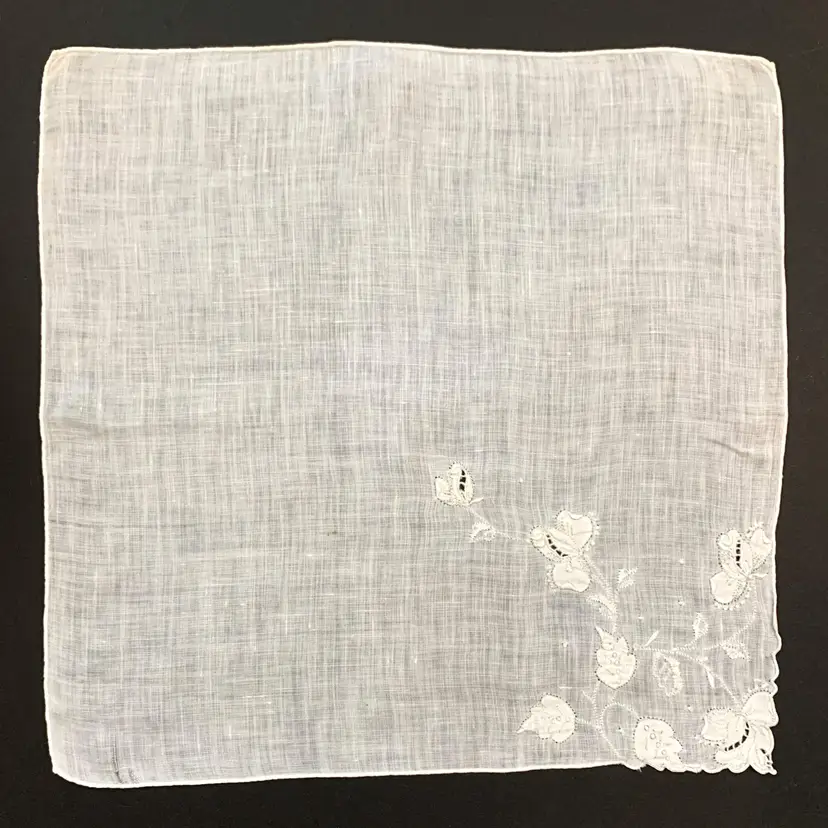 Floral Linen Wedding Embroidered Handkerchief Bridesmaid Cottage Core Granny Vintage