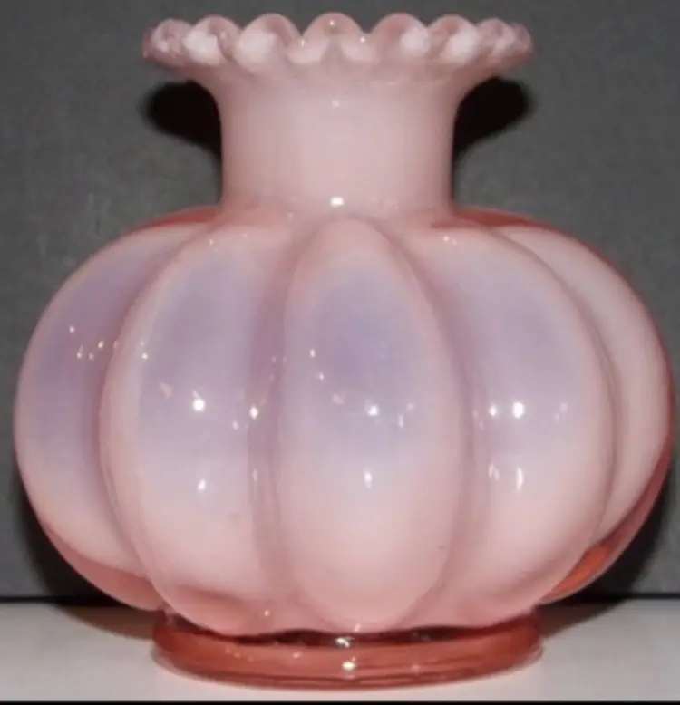 Vintage & Very Rare Fenton Rose Overlay Melon Cologne Bottle 192-A