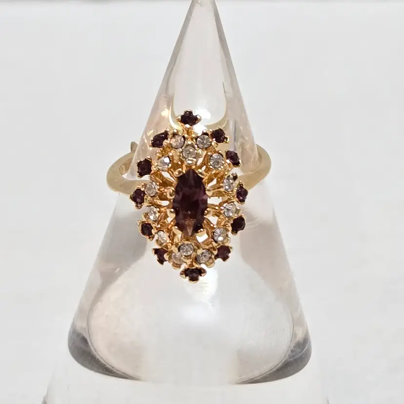 #12 sz 7 Purple Clear Cluster stone ring